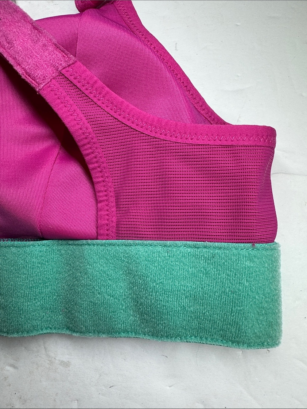 SHEFIT Bright Pink Sports Bra Teal Band S zip front new workout comfort support - Picture 4 of 9